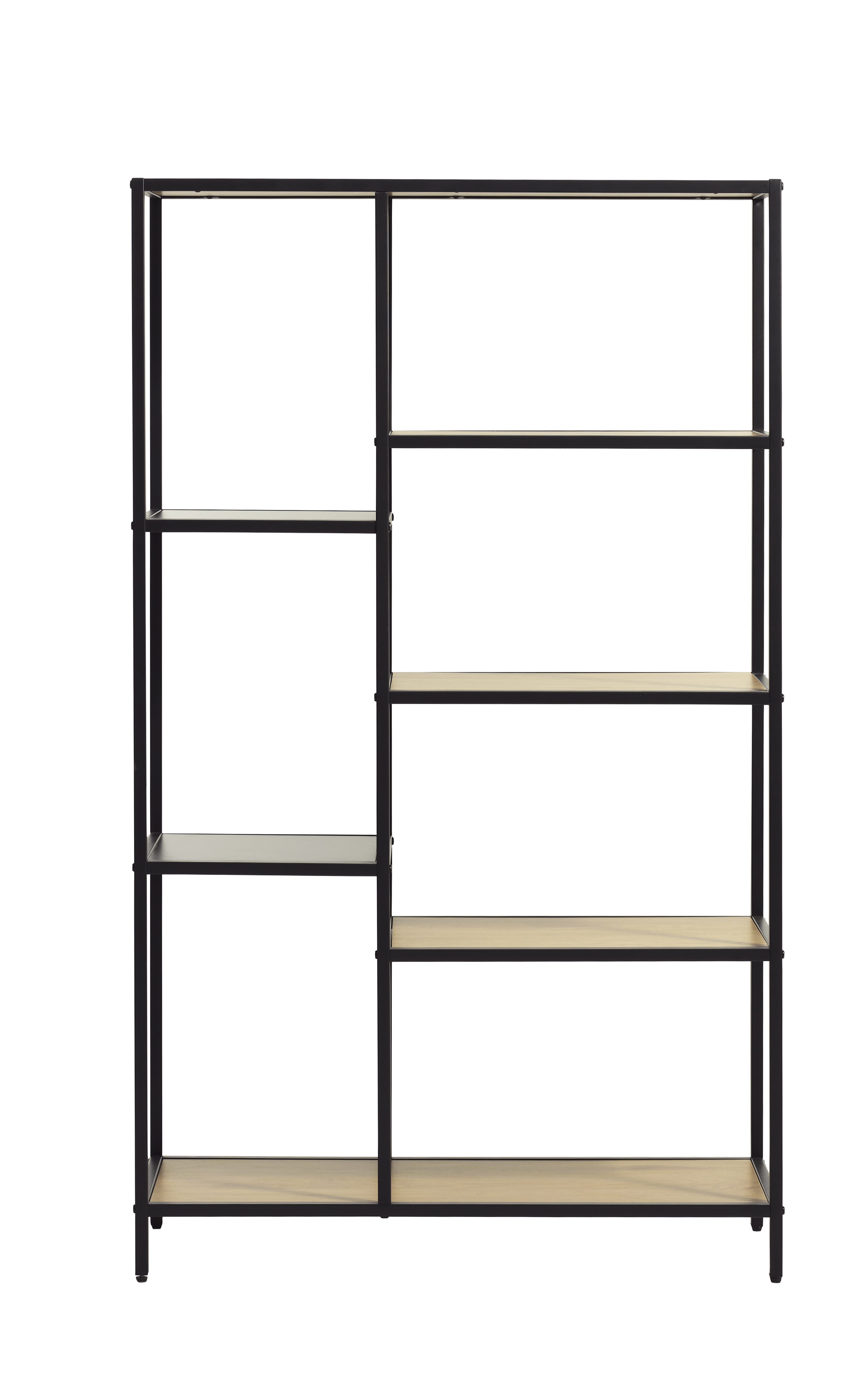 Altino reol, m. 5 hylder - natur vildeg melamin og sort metal (H:146)