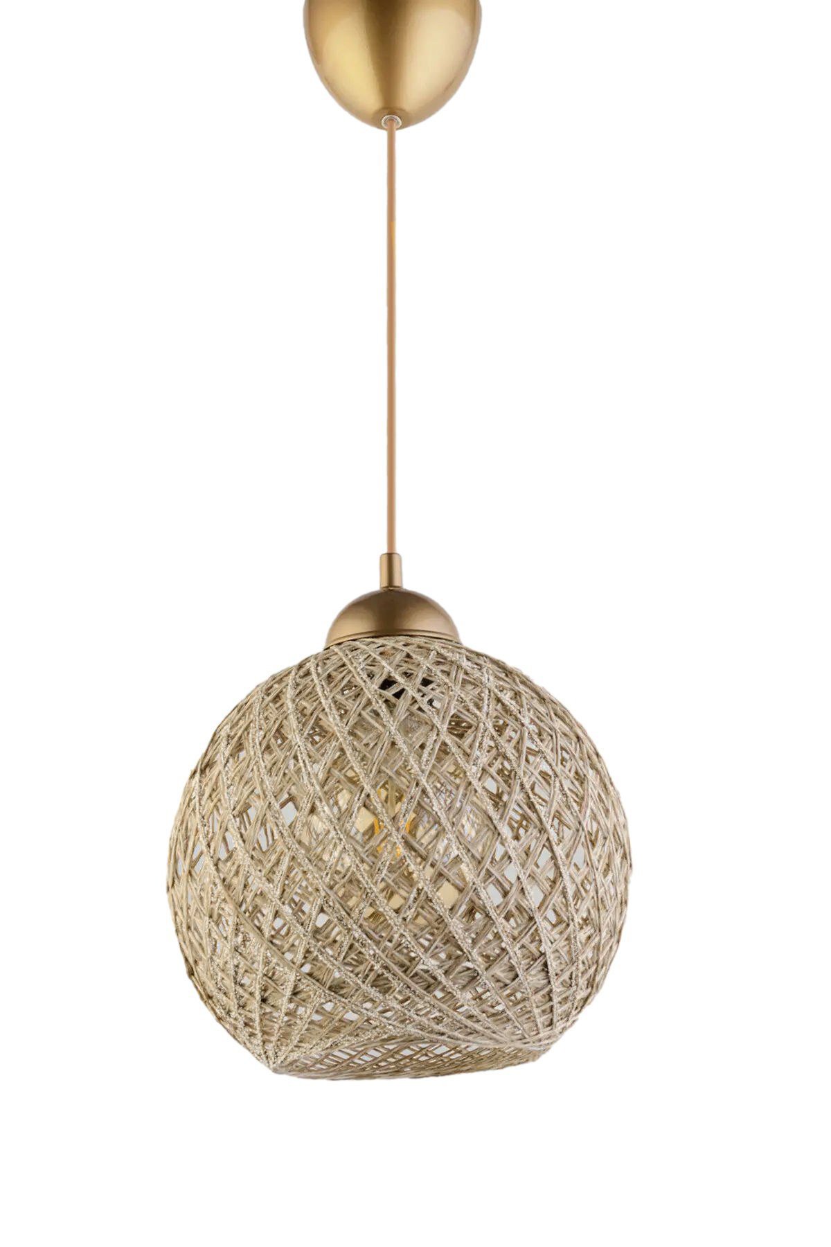 LUMI DL350 loftlampe, rund - sølv bomuld og guld plast (Ø22)