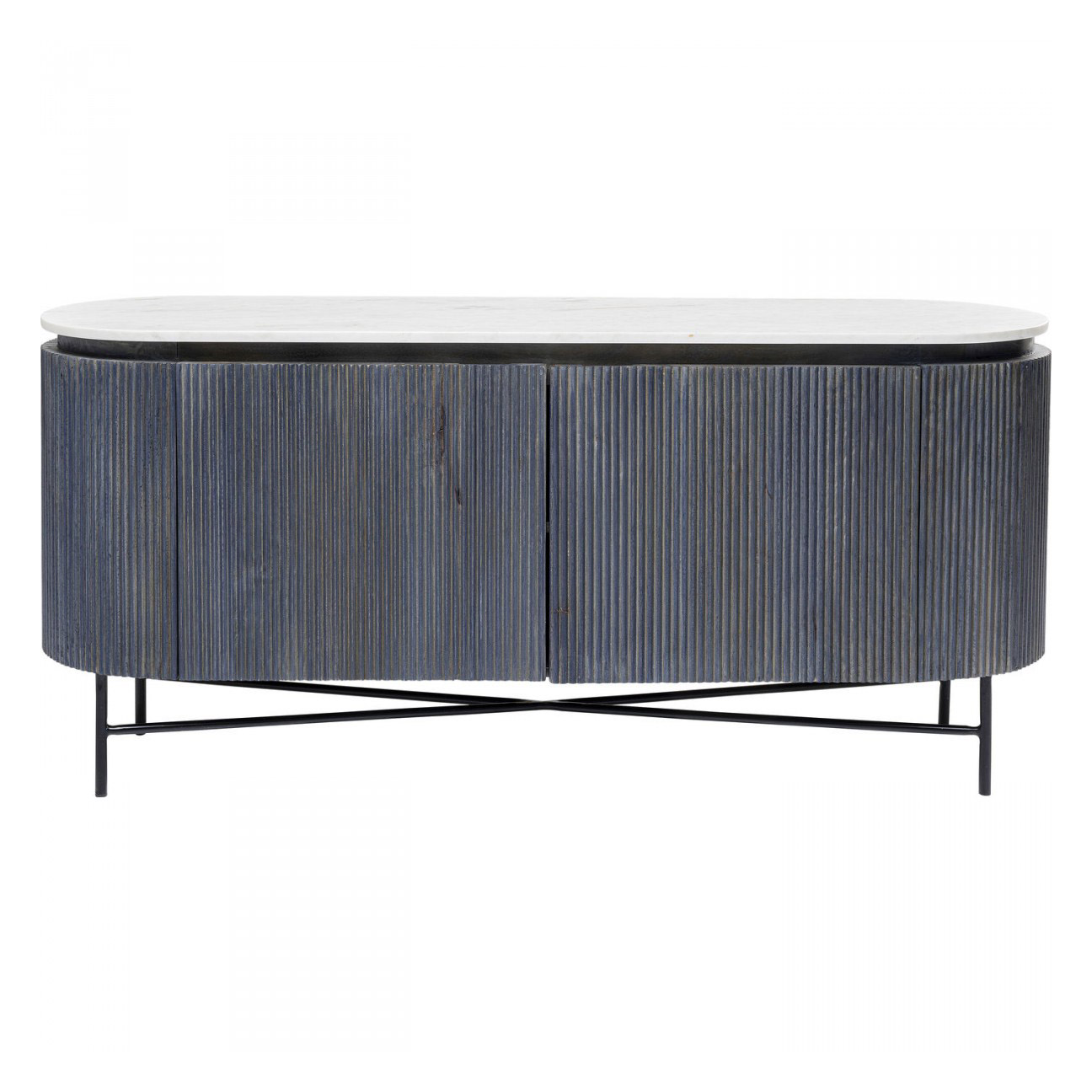 KARE DESIGN oval Glenn skænk, m. 2 låger - grå mangotræ og stål