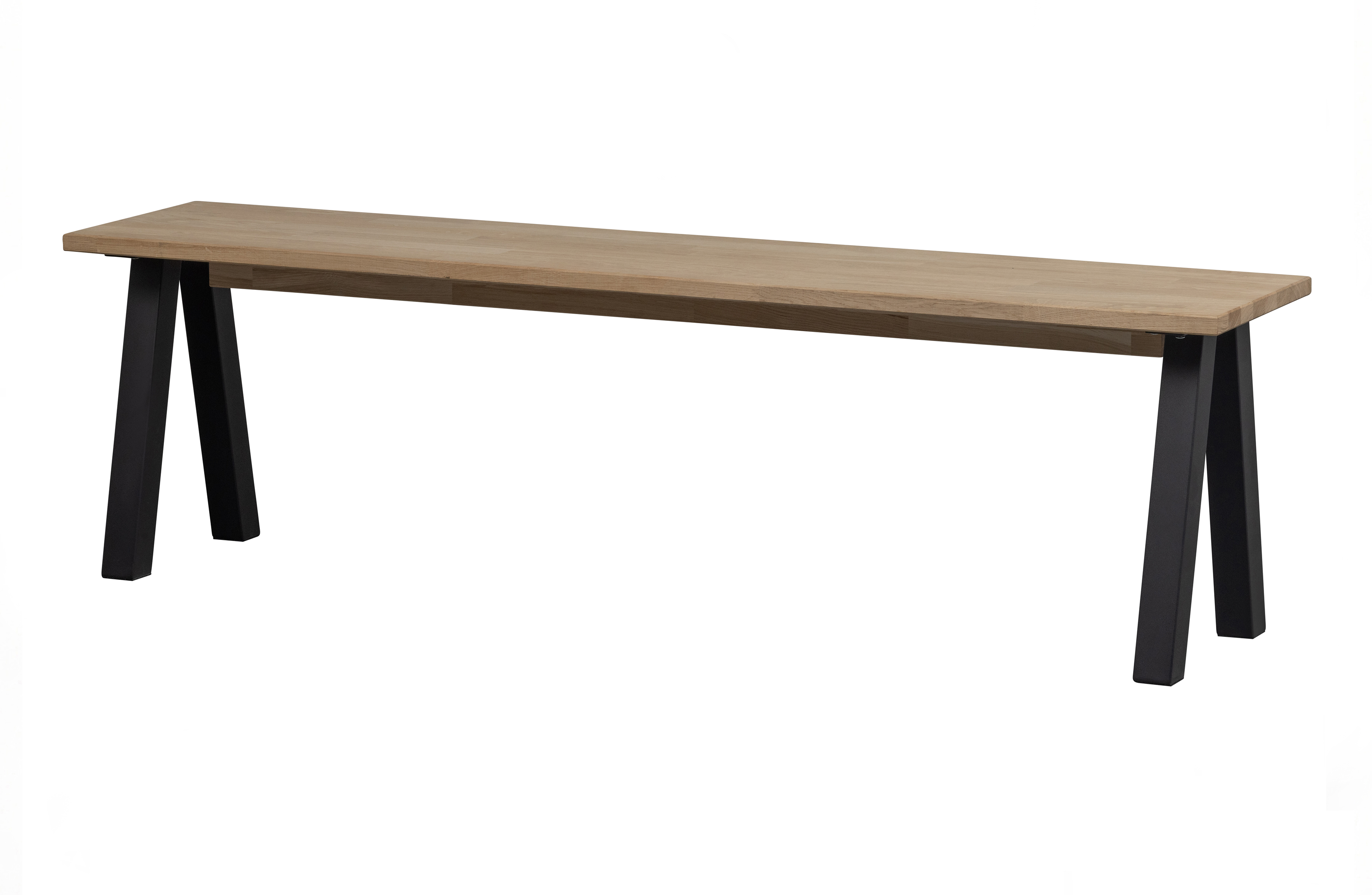 WOOOD Tablo spisebordsbænk, rektangulær - natur egetræ og Utrecht ben i metal (160x35)