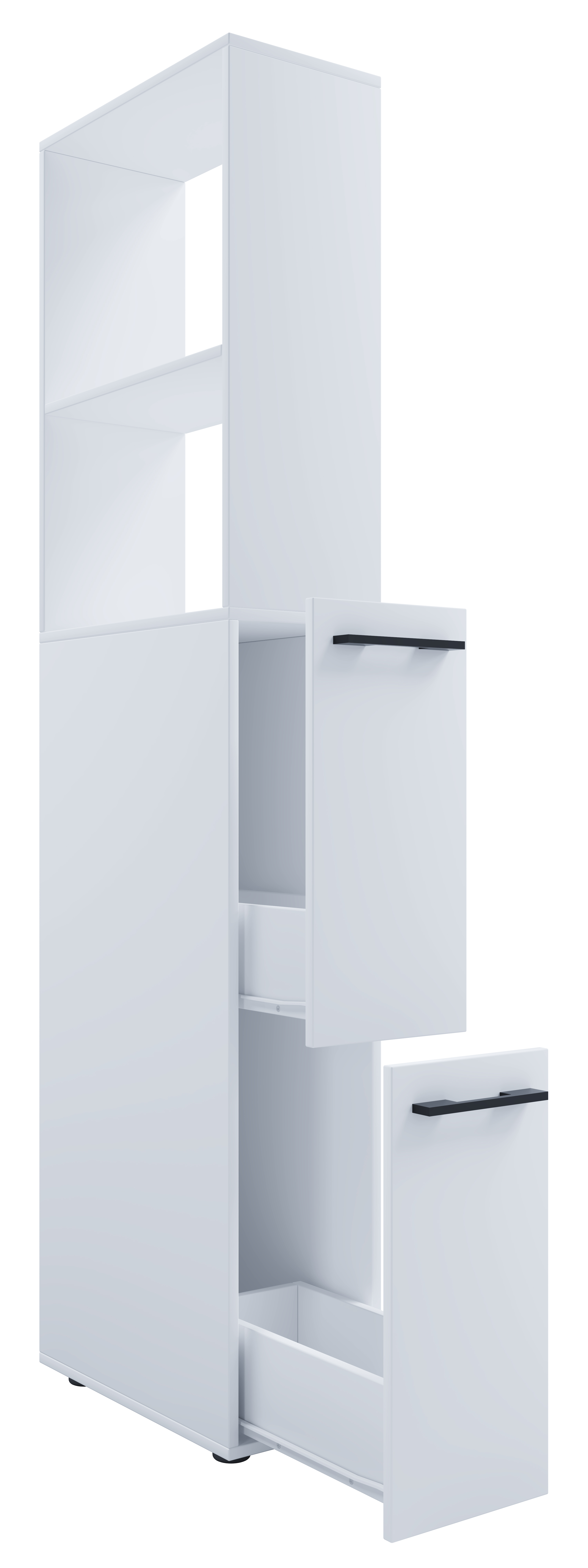 VCM NORDIC Sadilo XL badeværelse rumdeler, m. 2 åbne rum og 2 skuffer - hvid træ