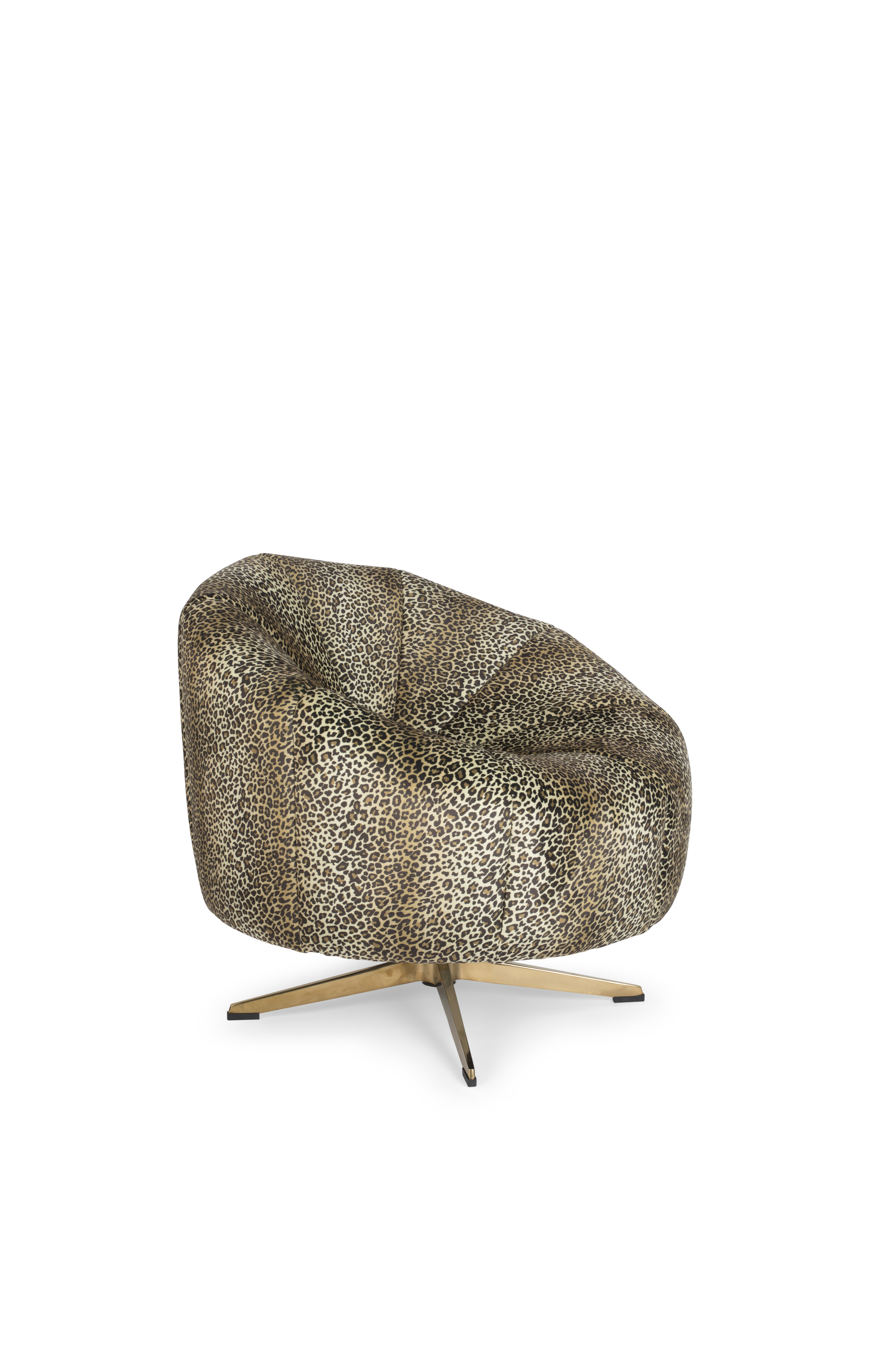 BOLD MONKEY Where The Sun Doesn't Shine drejestol - brun multifarvet panterprint polyester/guld stål