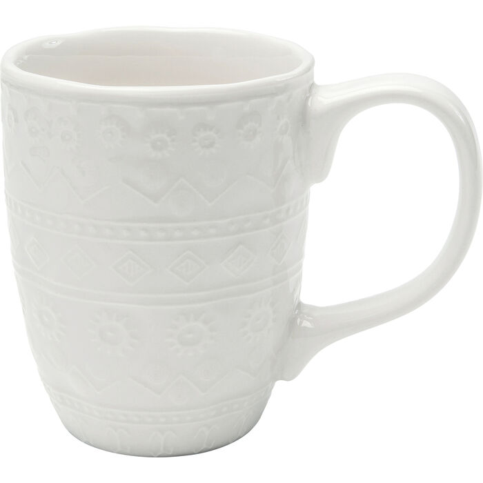 KARE DESIGN Karma krus, m. reliefmønster, rund - hvid keramik (H:9)