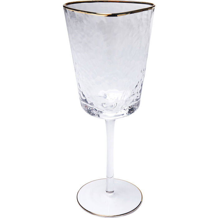KARE DESIGN Hommage rødvinsglas, m. struktur og guldkant, håndlavet - klar glas (H:23,5)