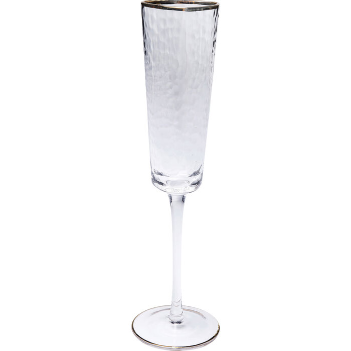 KARE DESIGN Hommage champagneglas, m. struktur og guldkant, håndlavet - klar glas (H:26)