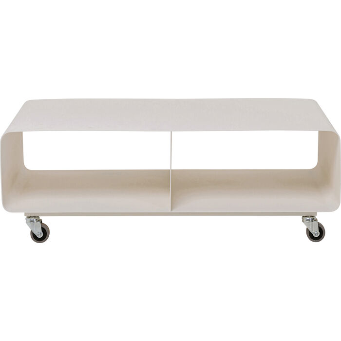 KARE DESIGN Lounge M TV-bord, m. 2 rum og hjul - creme stål (90x42)