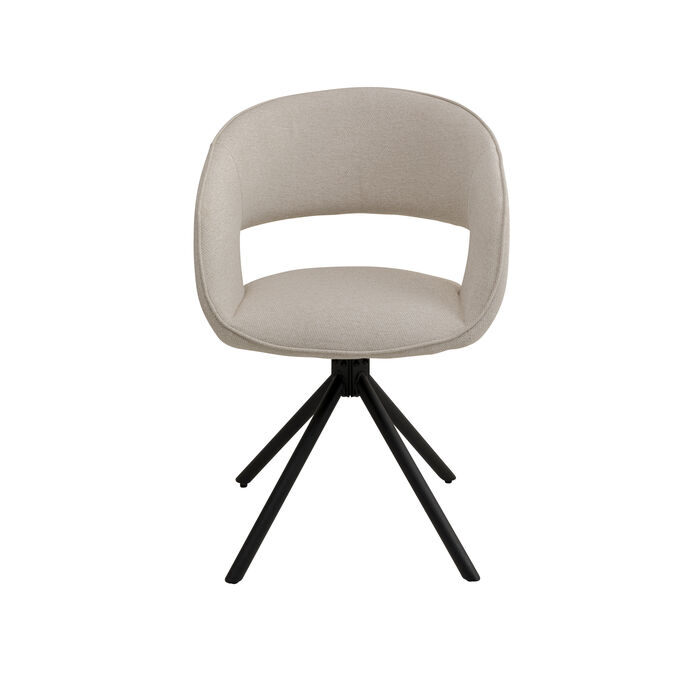 KARE DESIGN Gina spisebordsstol, m. armlæn og drejefunktion - beige stof og sort stål