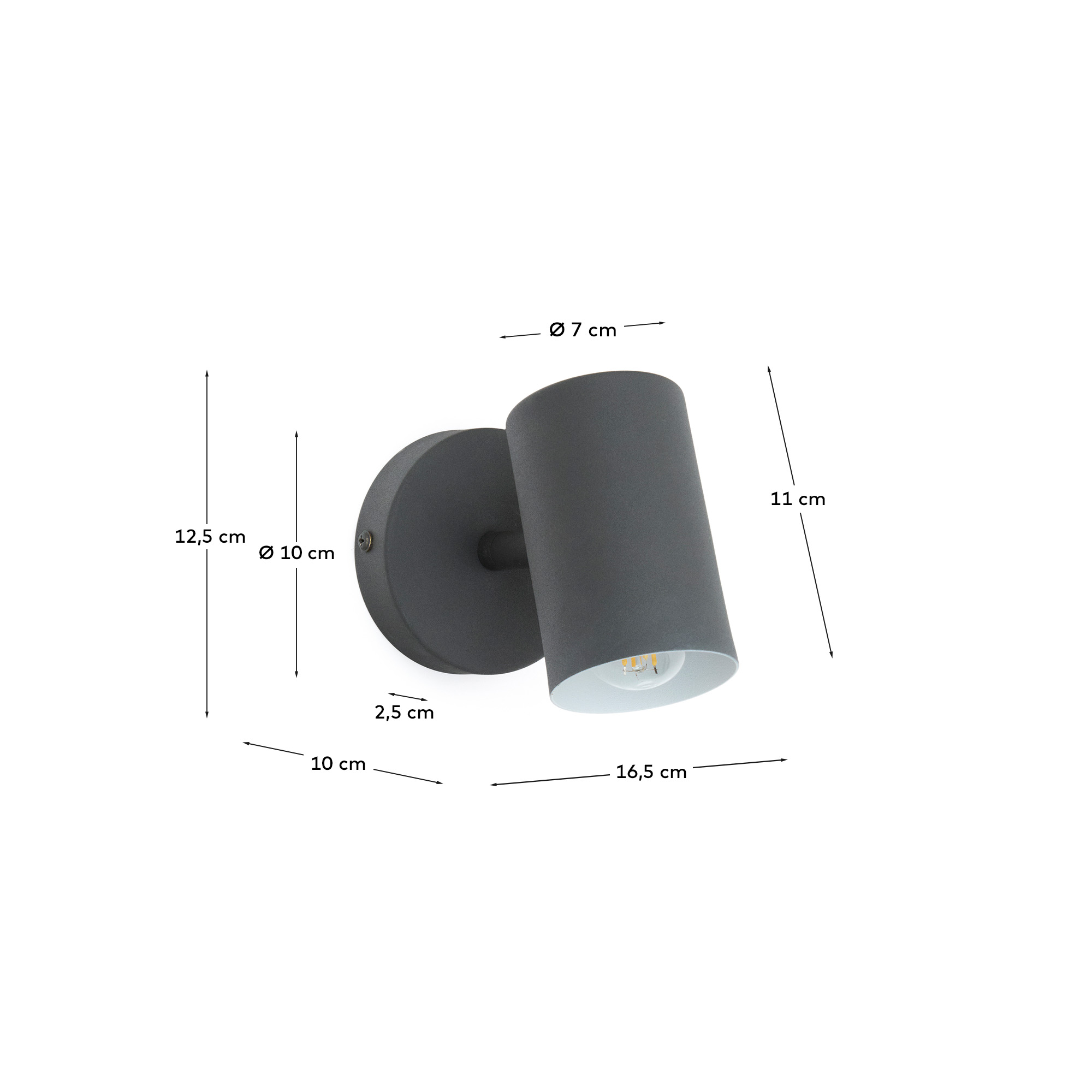 KAVE HOME Manie væglampe - sort metal med støbejernseffekt finish