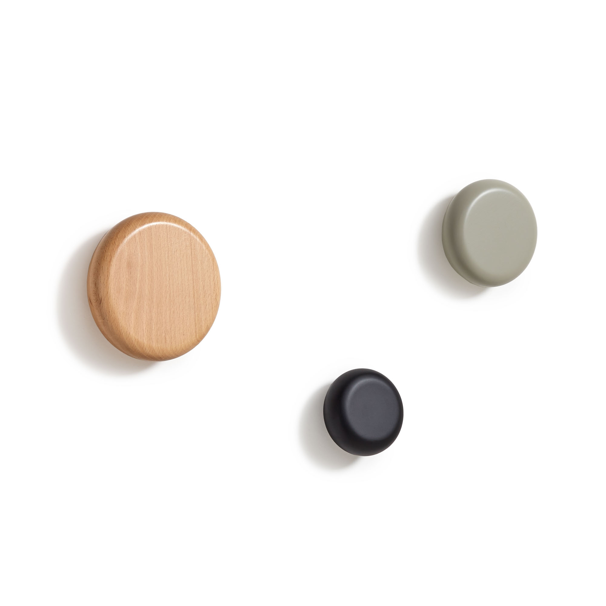 KAVE HOME Nadue knage - natur, grå og sort bøgetræ (sæt med 3)