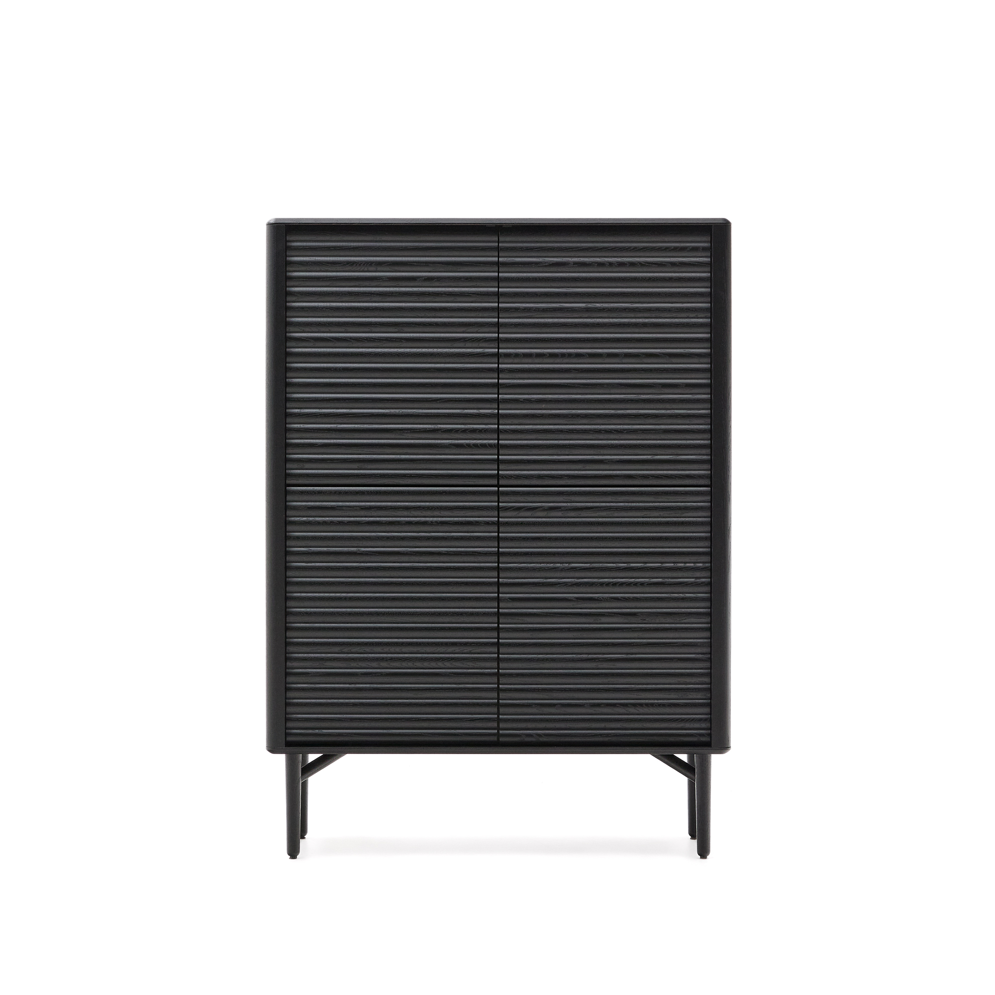 KAVE HOME Lenon skab, m. 4 låger, 6 hylder - sort egefinér/egetræ