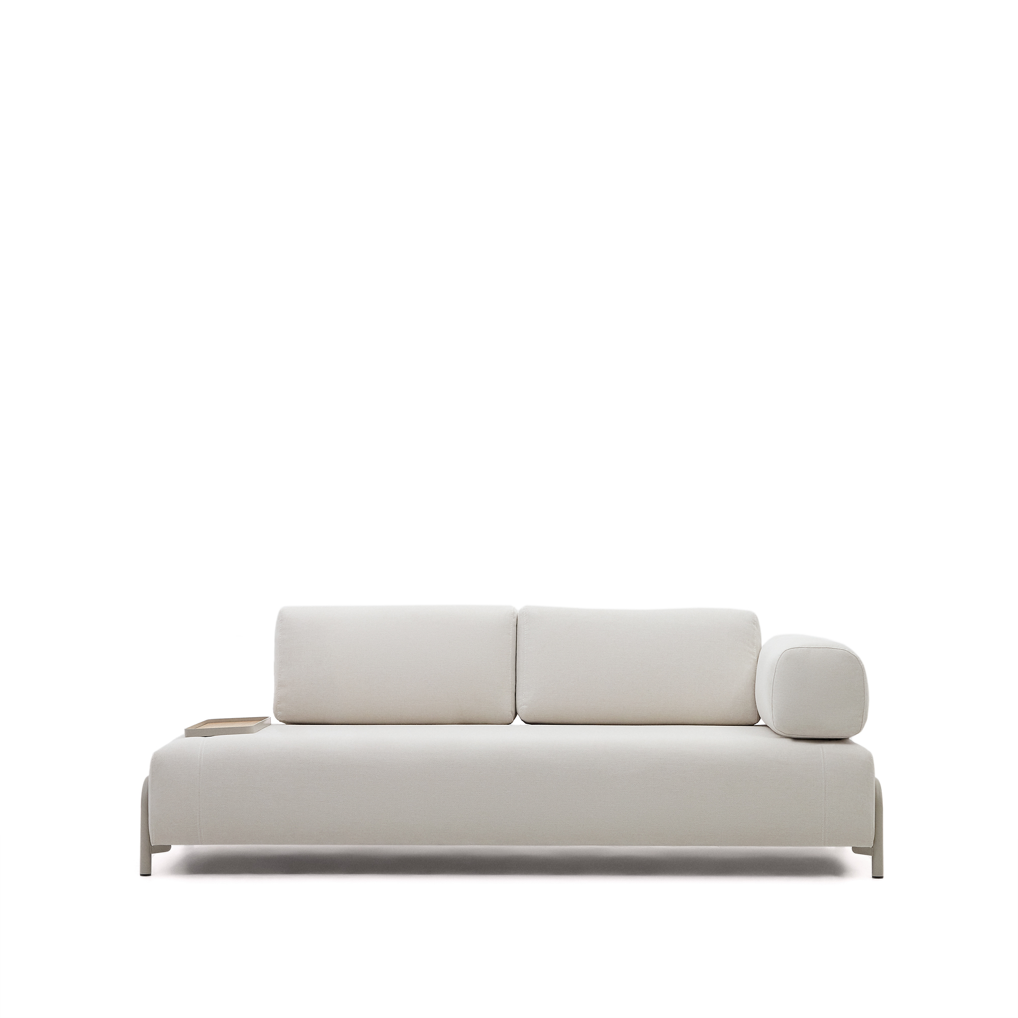 KAVE HOME Compo 3 pers. sofa, m. lille bakke - beige chenille med grå metalstruktur (232cm)