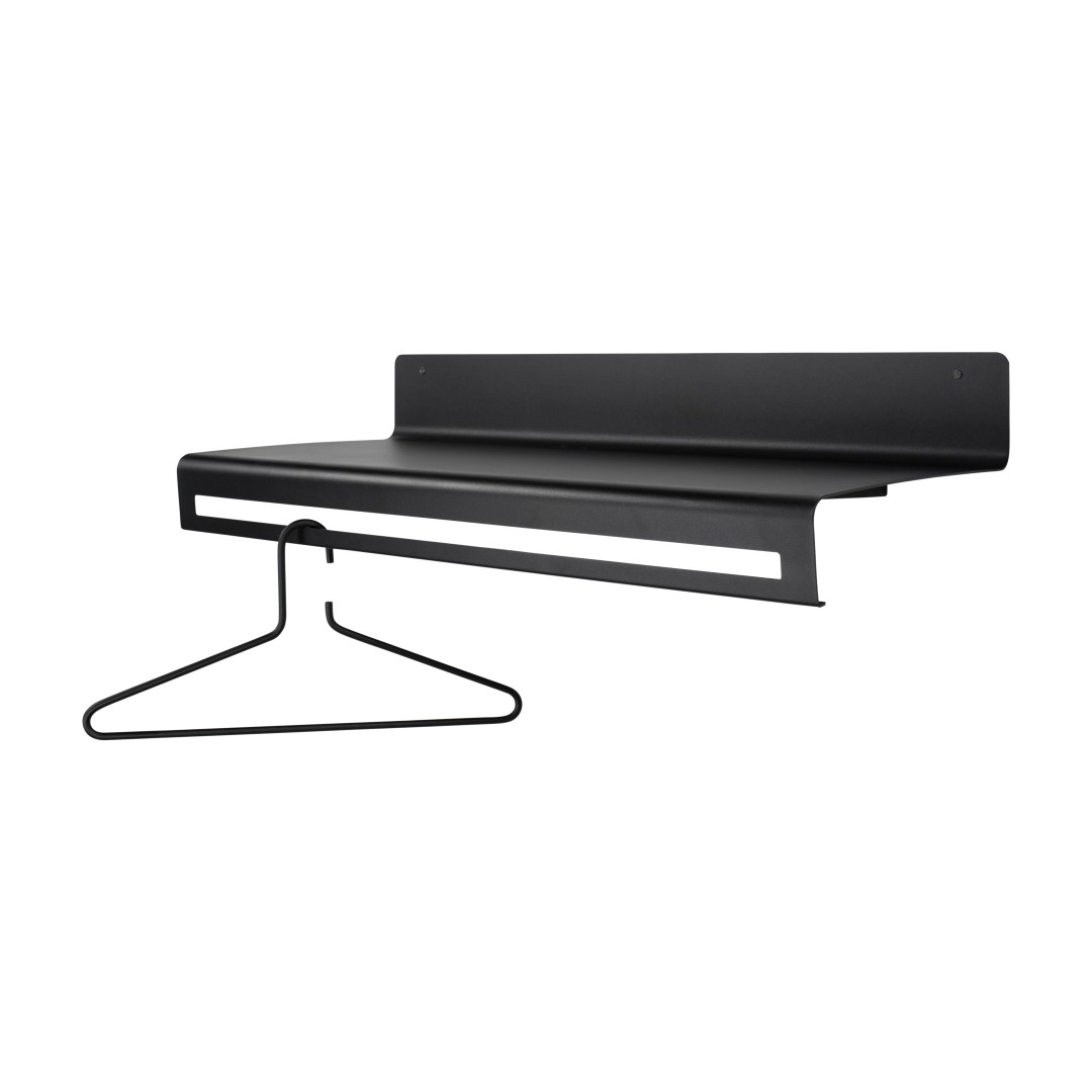 SPINDER DESIGN Wave knagerække, m. hylde - sort stål (B:78)