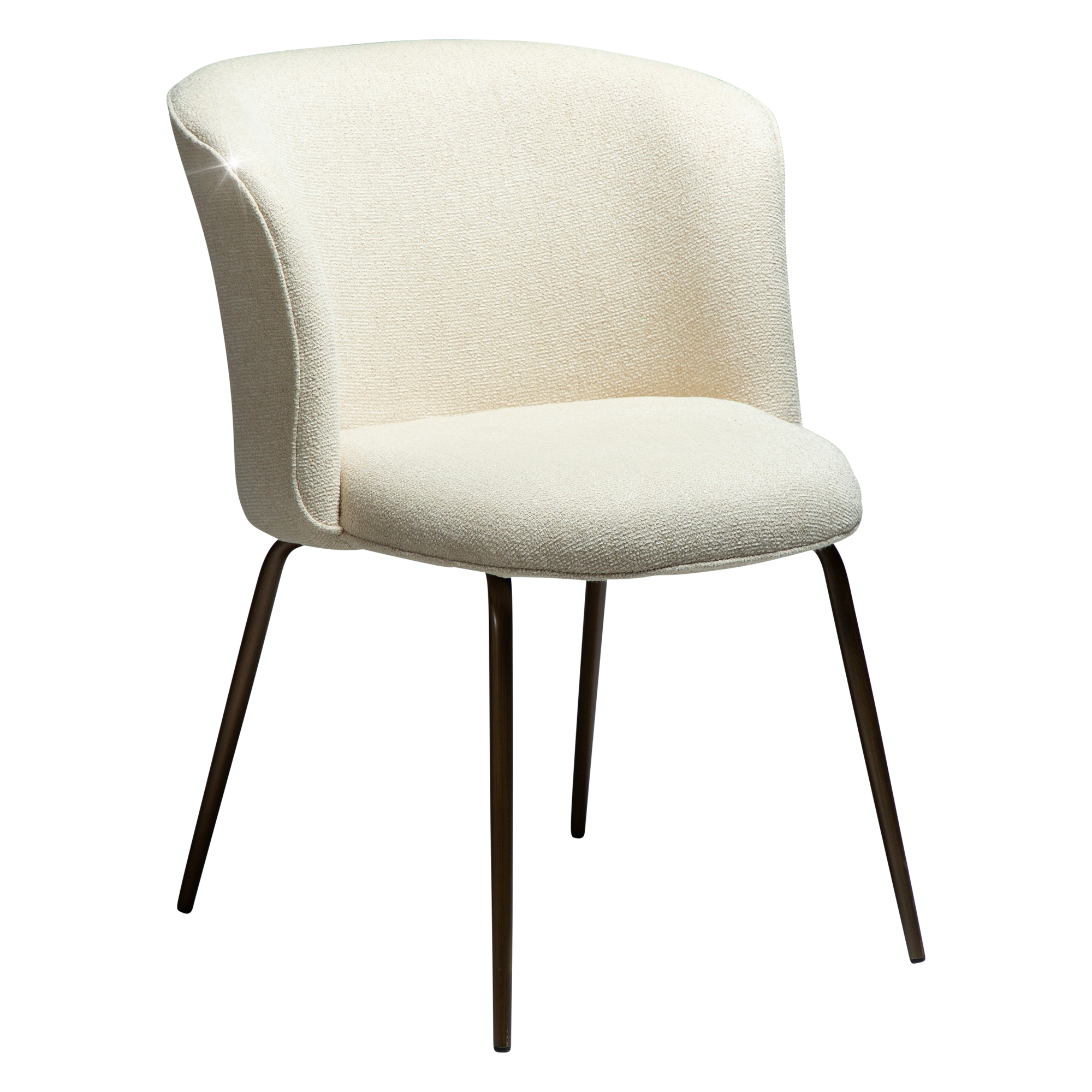 DAN-FORM BLISS spisebordsstol - Frosted mandel bouclé m. shimmer og antik messing metal