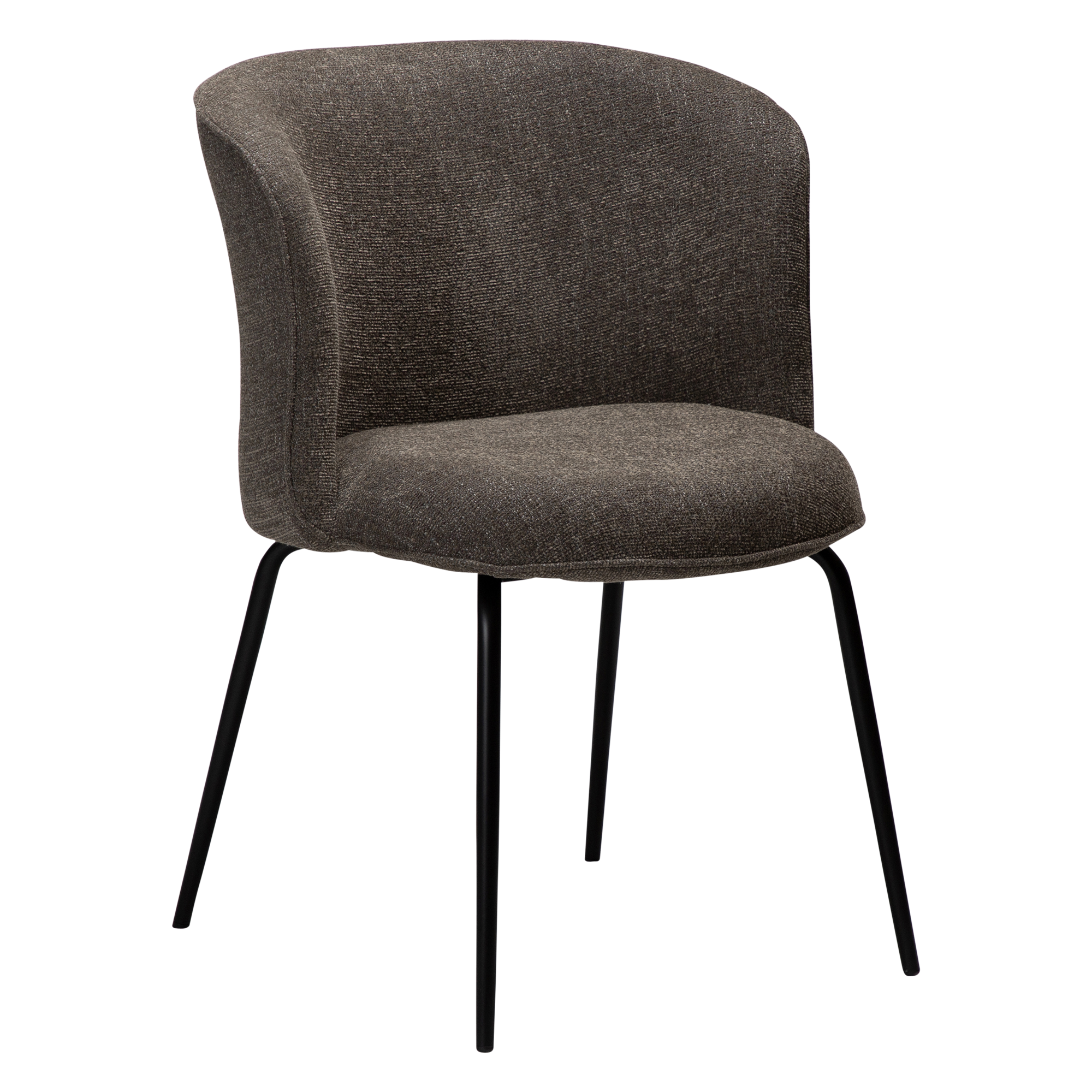 DAN-FORM BLISS spisebordsstol - Major brun bouclé stof og sort metal