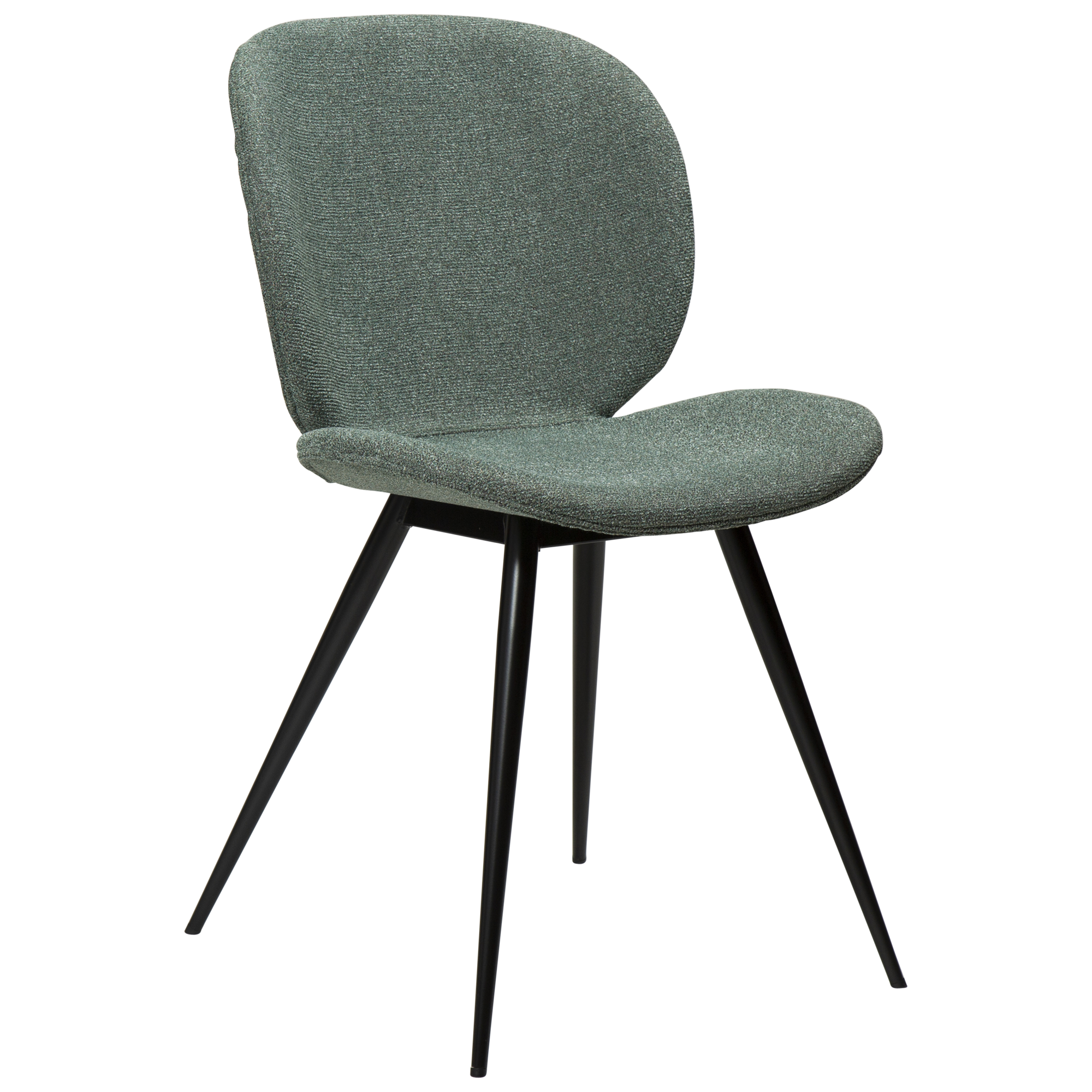 DAN-FORM CLOUD spisebordsstol - Pebble grøn bouclé stof og sort metal