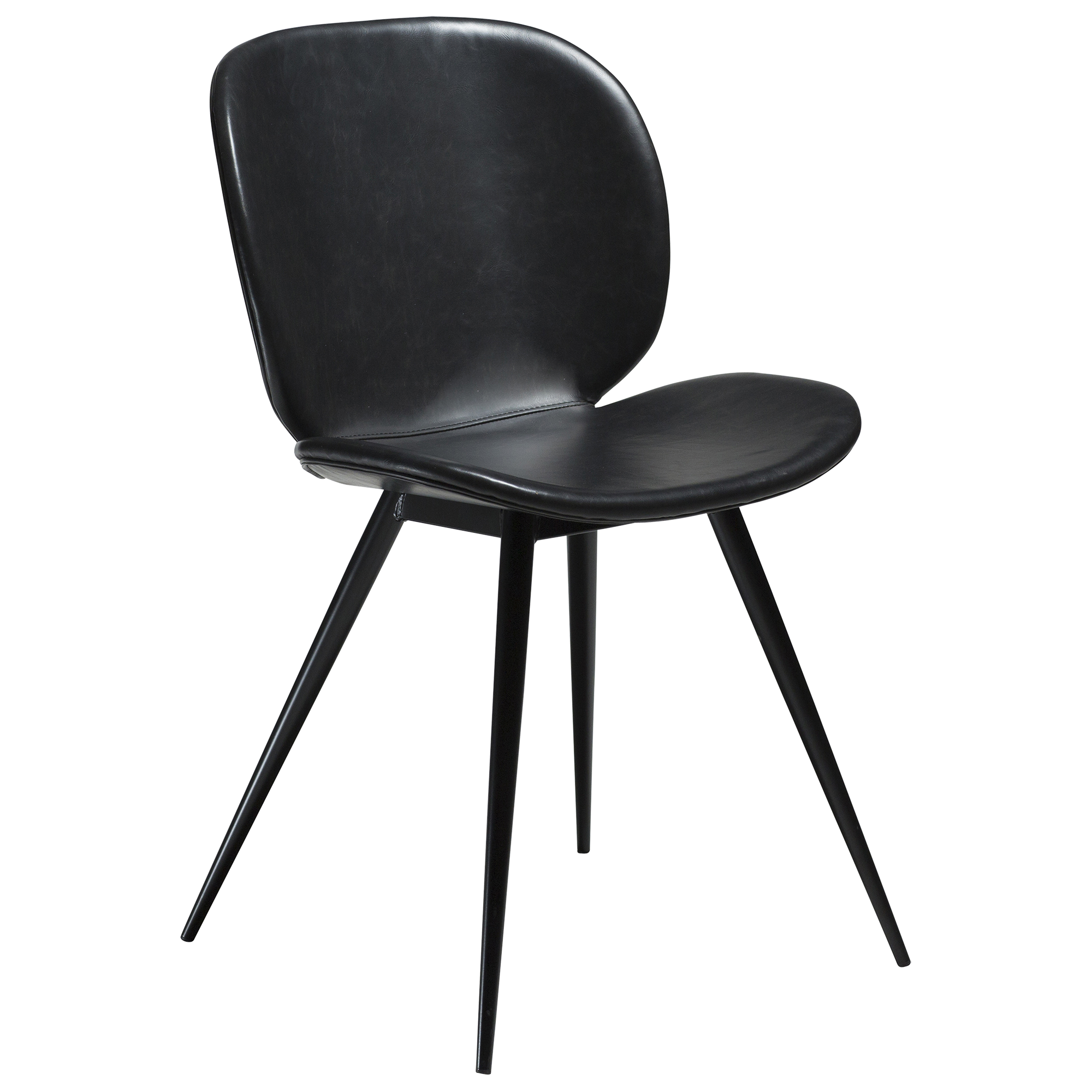 DAN-FORM CLOUD spisebordsstol, runde ben - vintage sort kunstlæder og sort metal