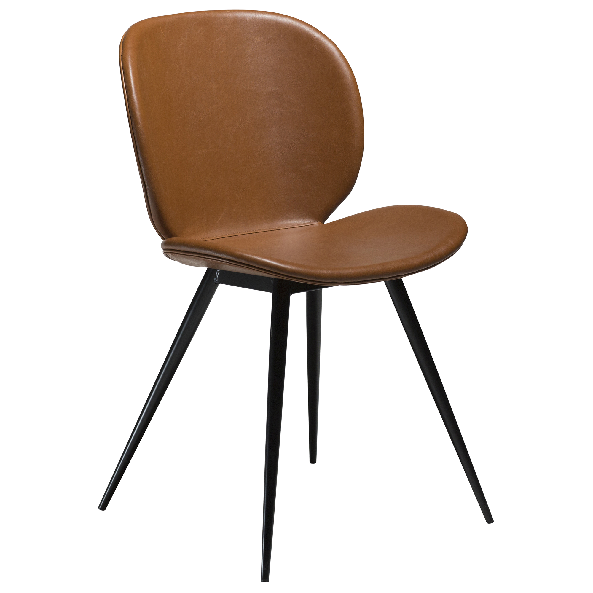 DAN-FORM CLOUD spisebordsstol, runde ben - vintage lysebrun kunstlæder og sort metal