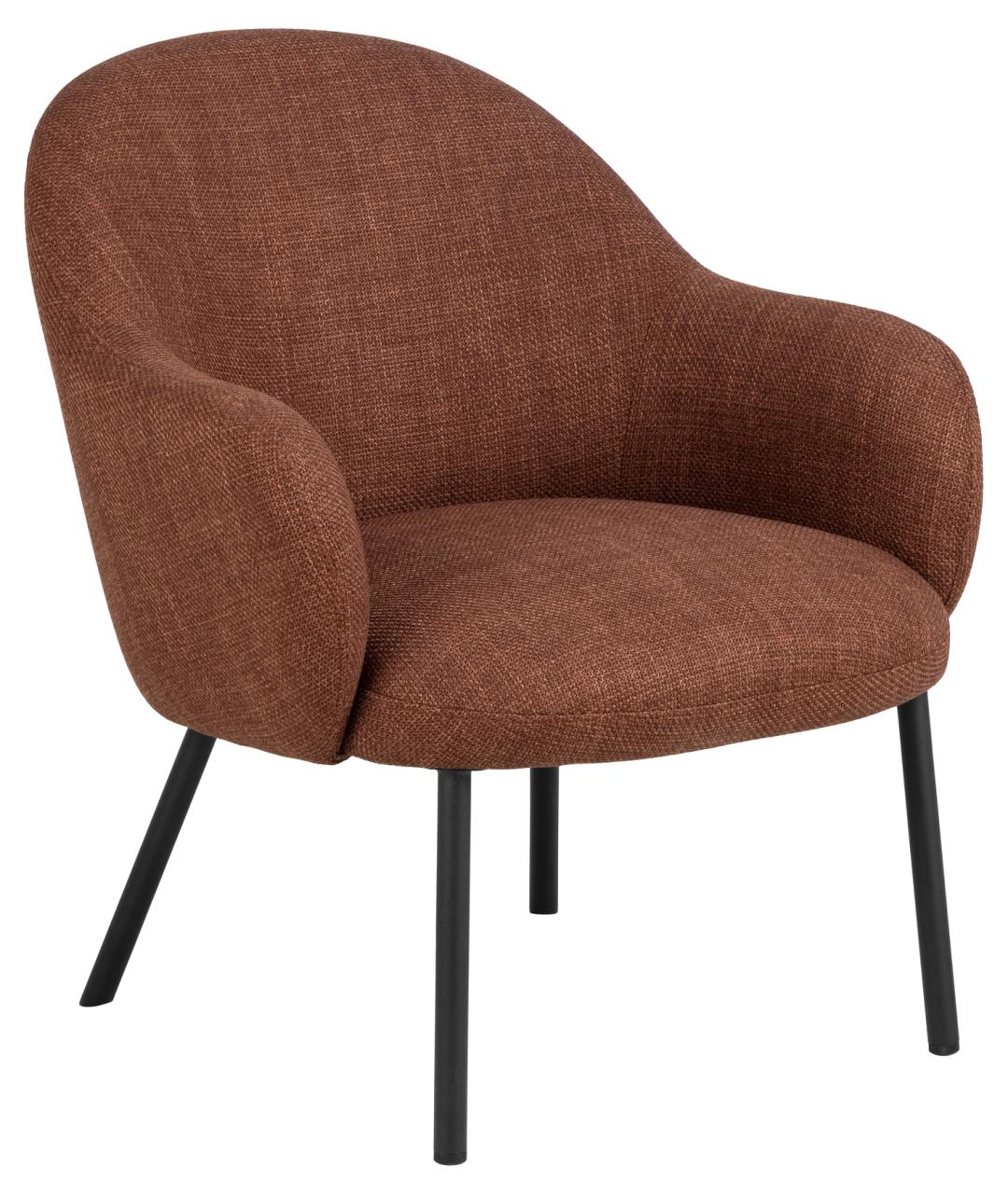 ACT NORDIC Spencer loungestol, m. armlæn - terracotta stof og sort stål