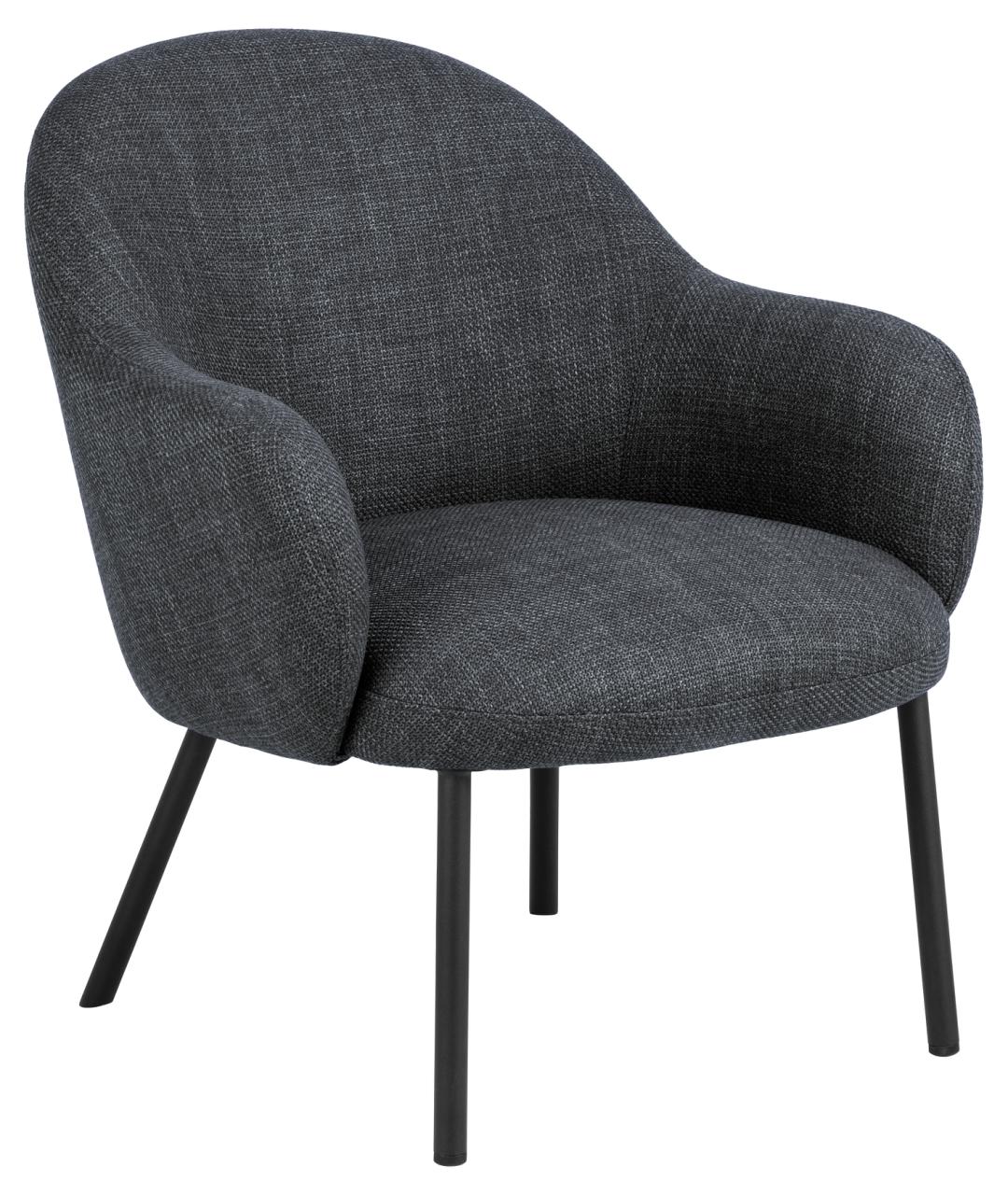 ACT NORDIC Spencer loungestol, m. armlæn - mørkegrå stof og sort stål