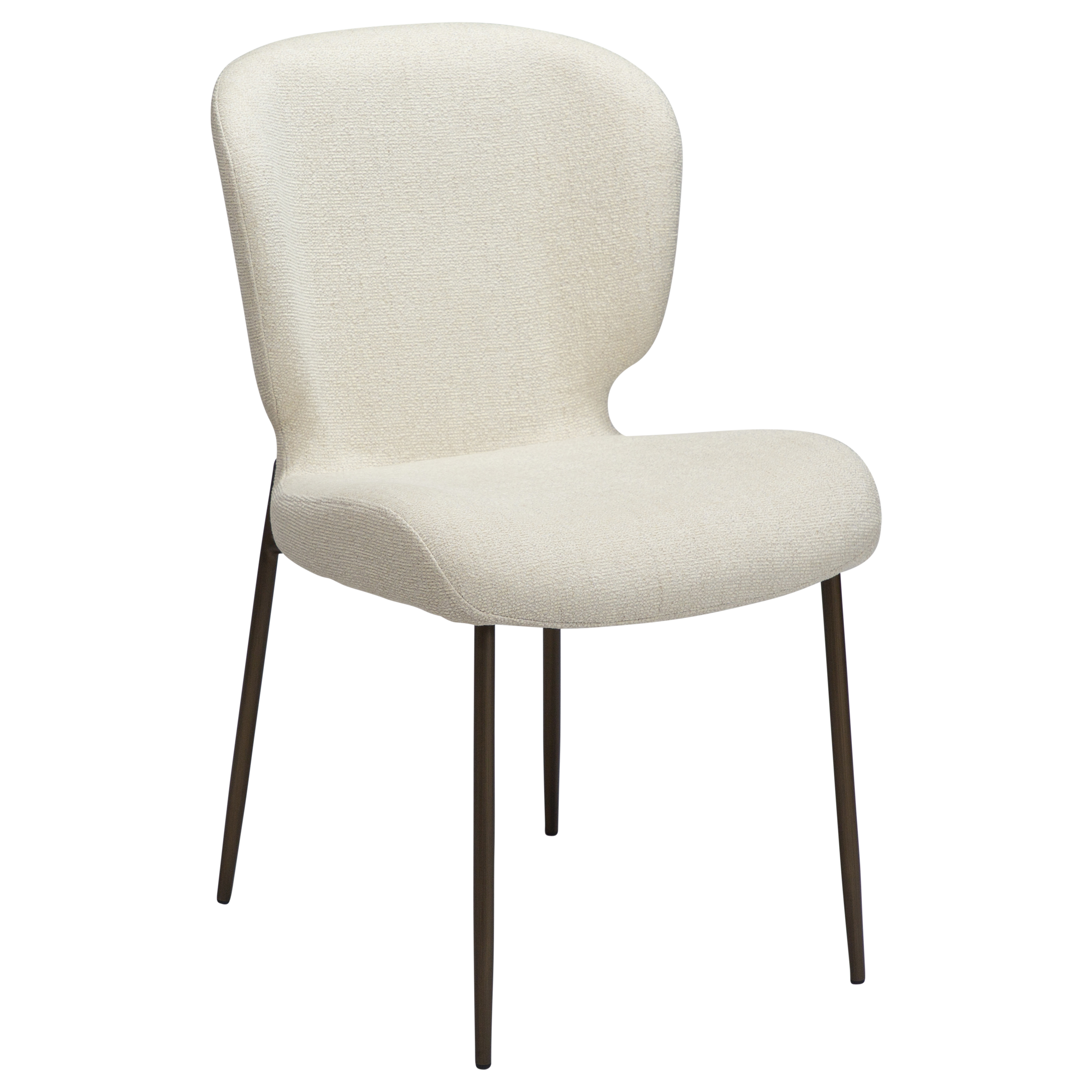 DAN-FORM GLORY spisebordsstol - Bone hvid bouclé stof og antik messing metal