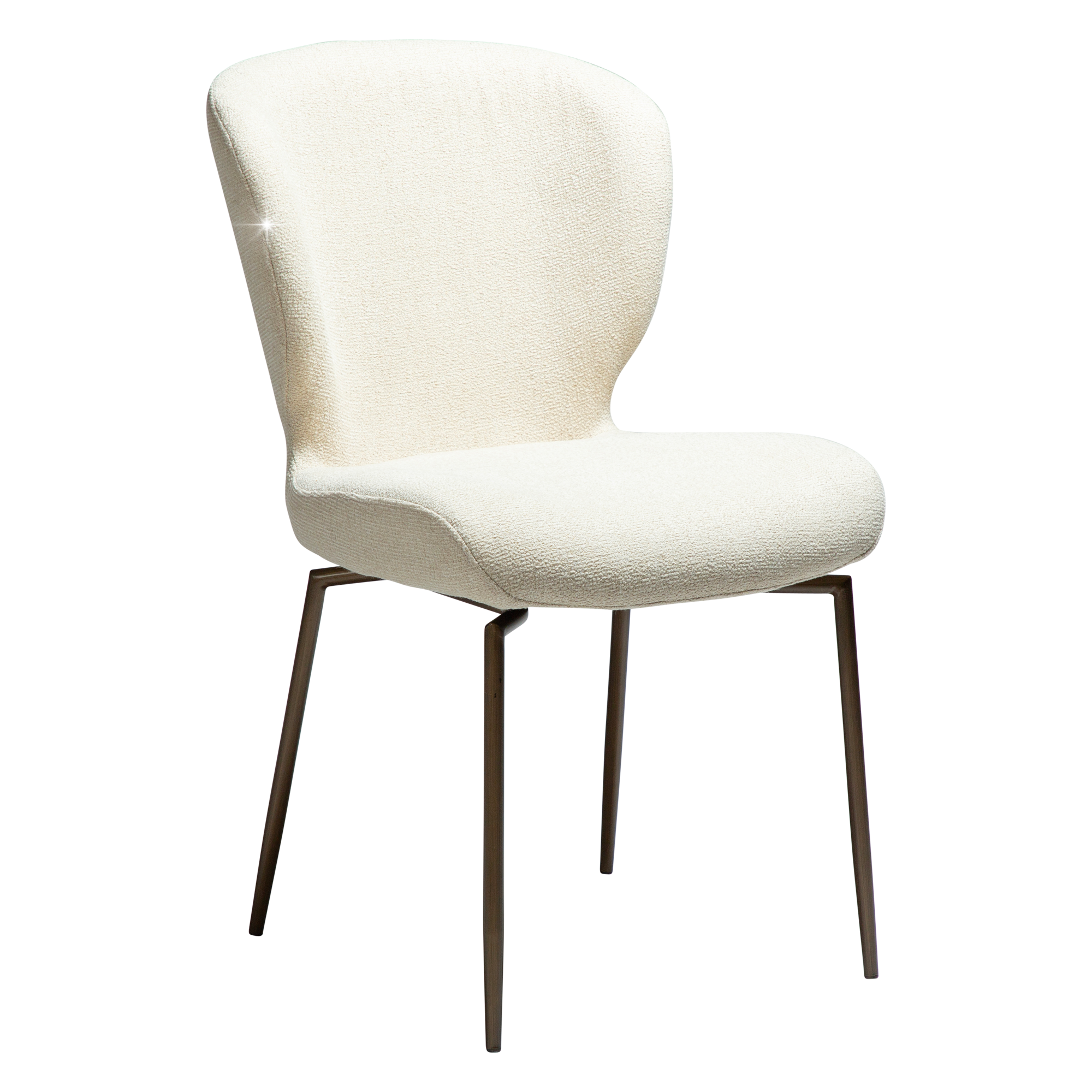 DAN-FORM GLORY spisebordsstol, m. drejeben - Frostet mandel bouclé m. shimmer, antik messing metal