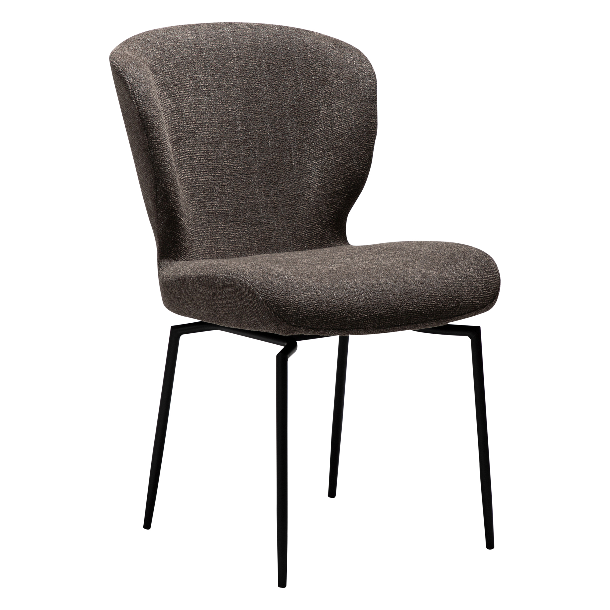 DAN-FORM GLORY spisebordsstol, m. drejefunktion - Major brun bouclé stof og sort metal