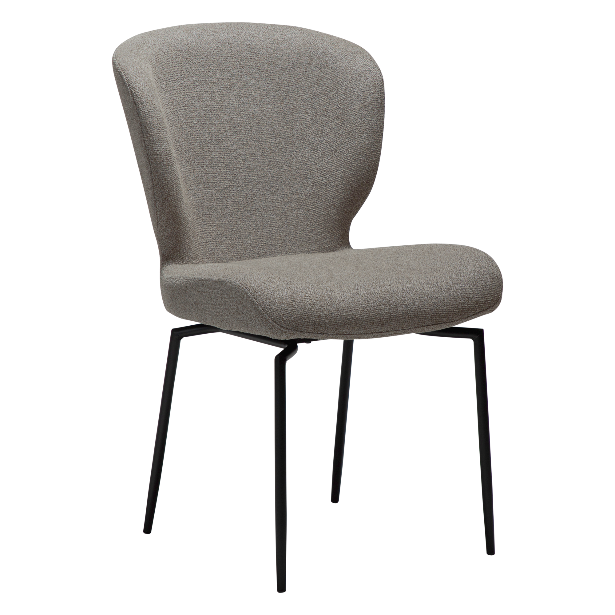 DAN-FORM GLORY spisebordsstol, m. drejefunktion - Pebble earth bouclé stof og sort metal