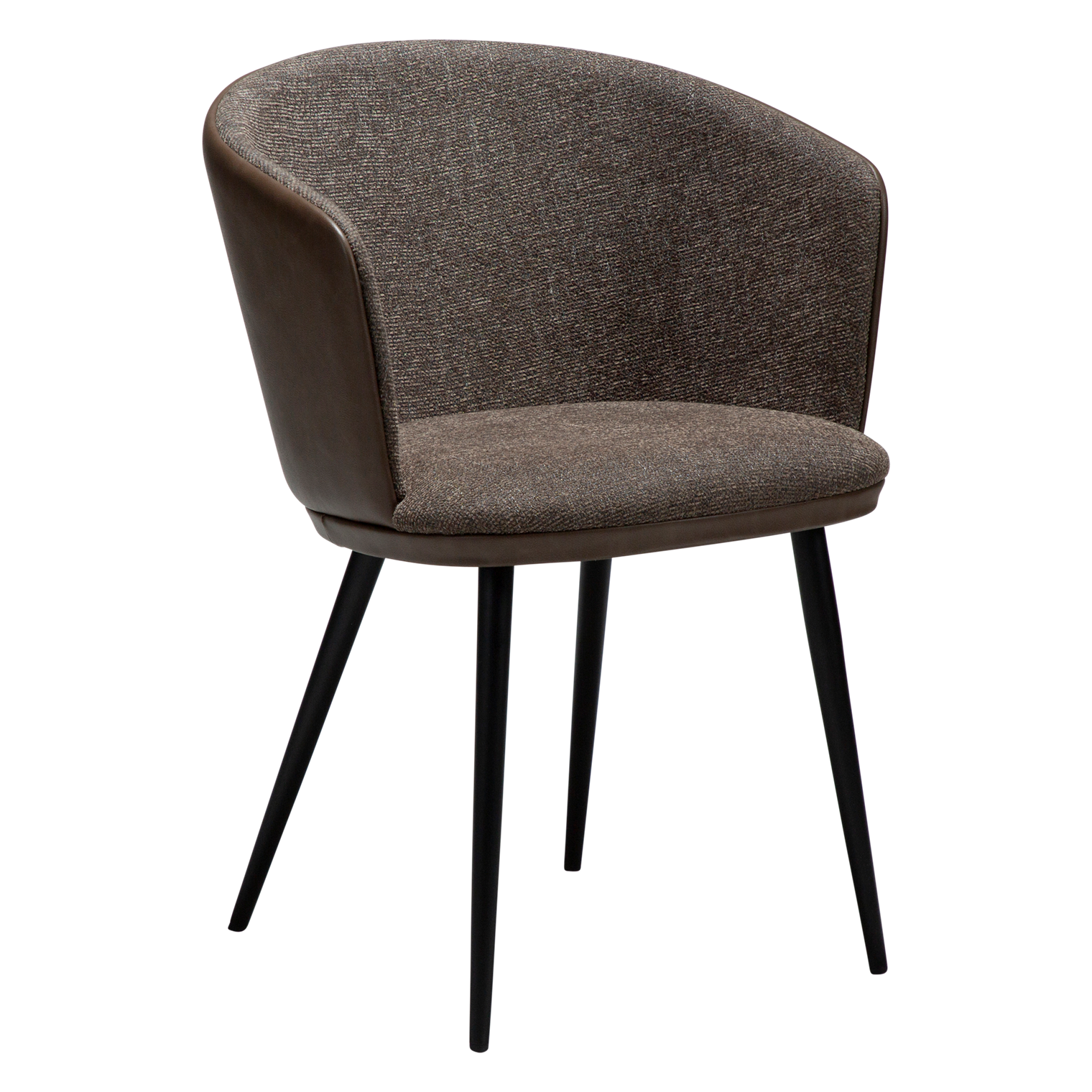 DANFORM Hey lænestol, m. armlæn - Major brun boucléstof/kunstlæder og sort stål