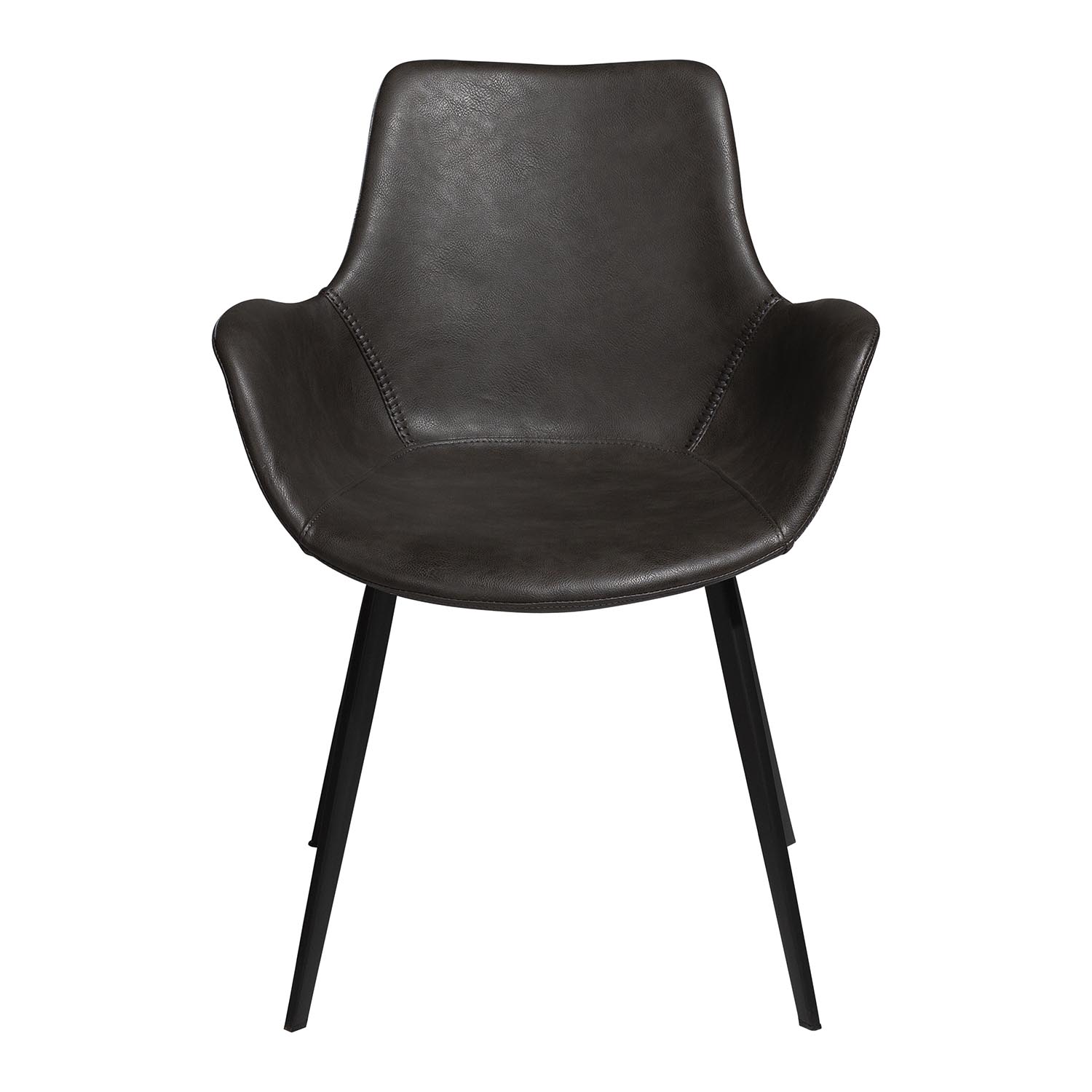 DAN-FORM Hype spisebordsstol, m. armlæn - vintage grå kunstlæder og sort stål