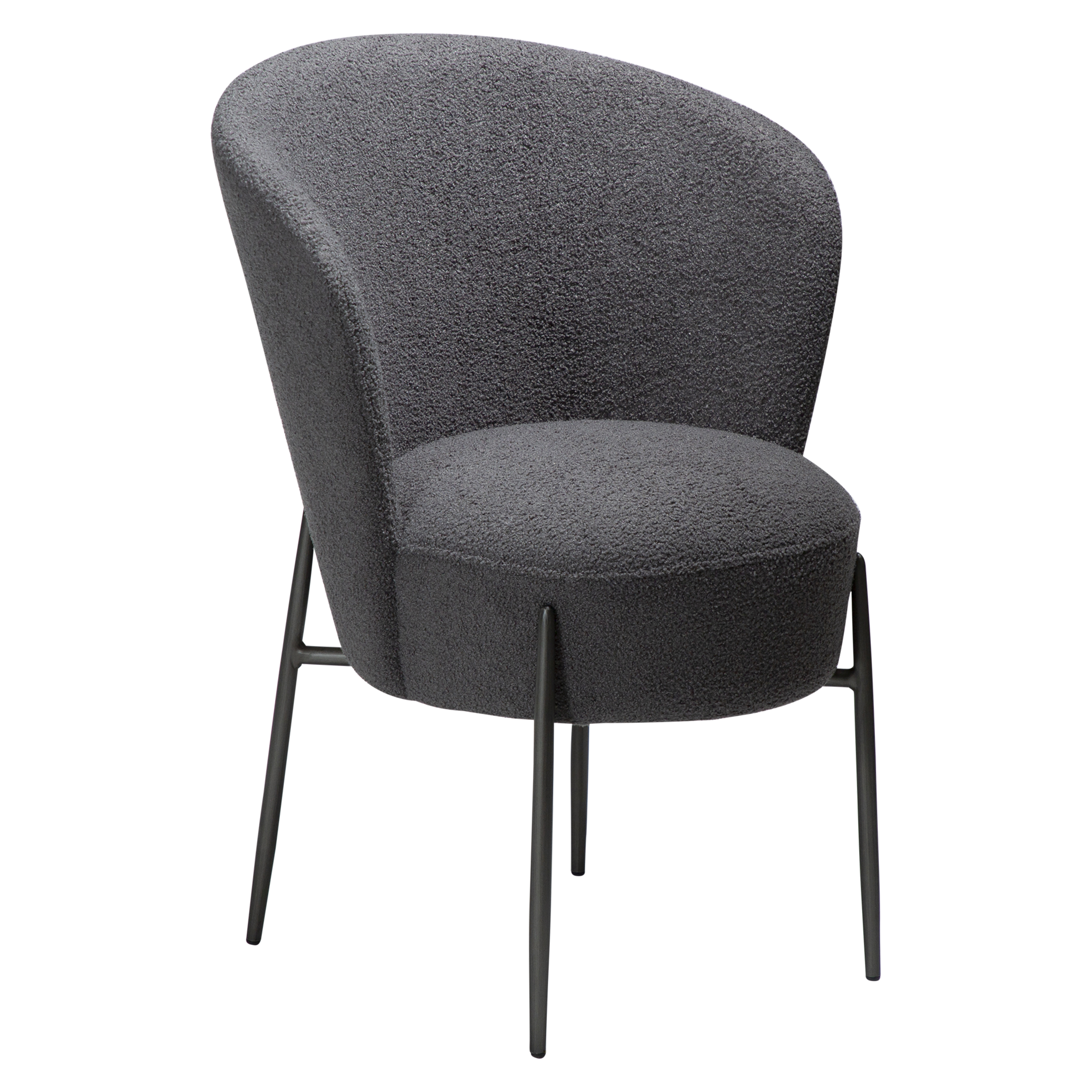 DAN-FORM ORBIT spisebordsstol - Sten RPES bouclé stof og antik tin metal