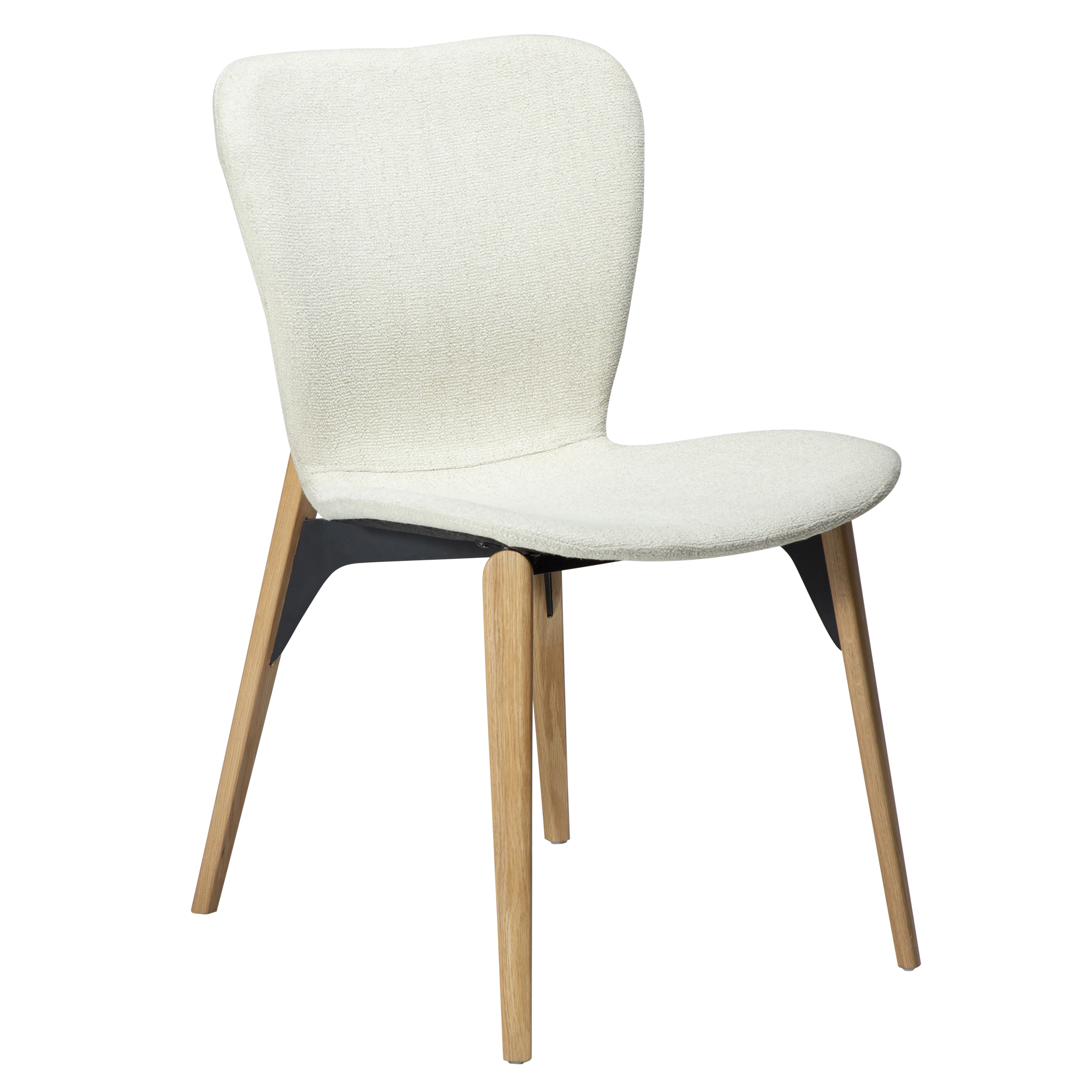 DAN-FORM PARAGON spisebordsstol - Bone hvid bouclé stof og natur egetræ