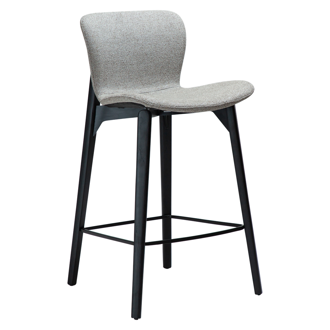 DAN-FORM Paragon counterstol, m. ryglæn og fodstøtte - brun bouclé stof og sort asketræ