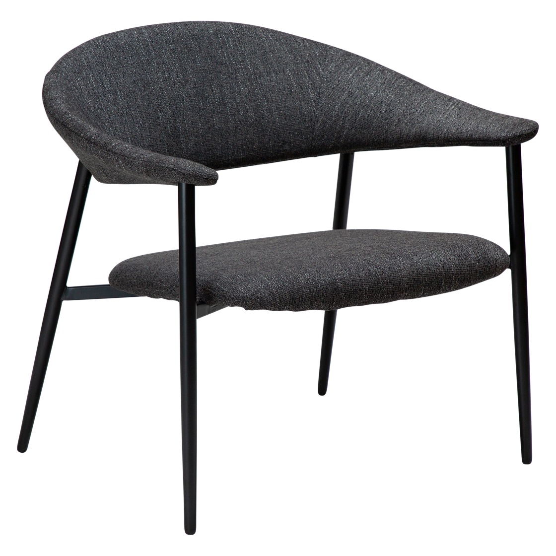 DAN-FORM Rover loungestol, m. armlæn - sort bouclé stof og sort stål
