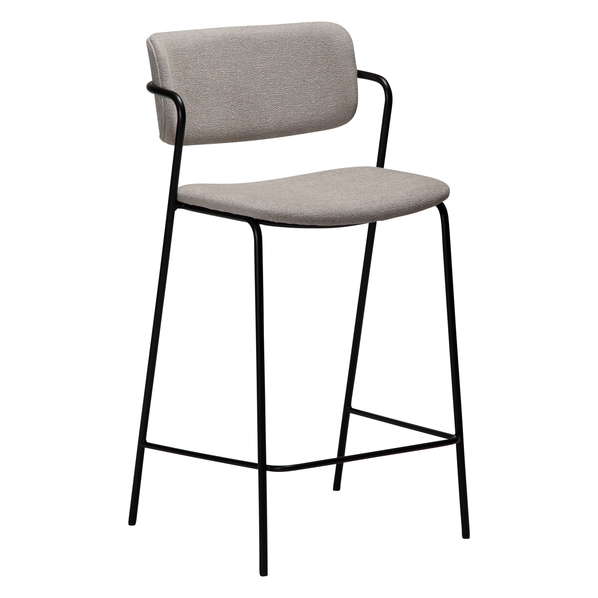 DAN-FORM ZED barstol, m. ryglæn og fodstøtte - Cashmere bouclé stof og sort metal