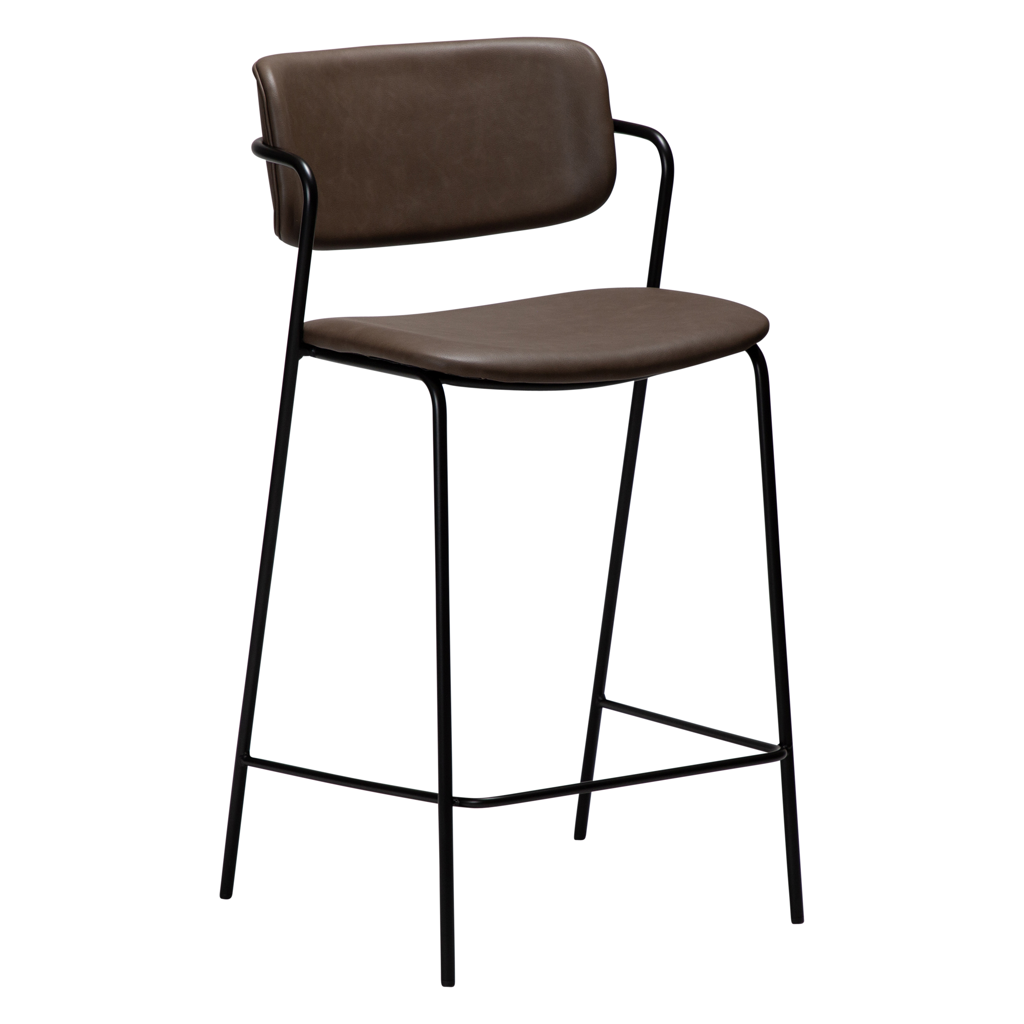 DAN-FORM ZED barstol, m. ryglæn og fodstøtte - Major brunt imiteret læder og sort metal