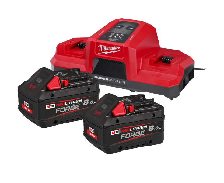 Milwaukee M18⢠FORGE⢠Batteri- og Opladersæt | 8.0Ah + Super Charger