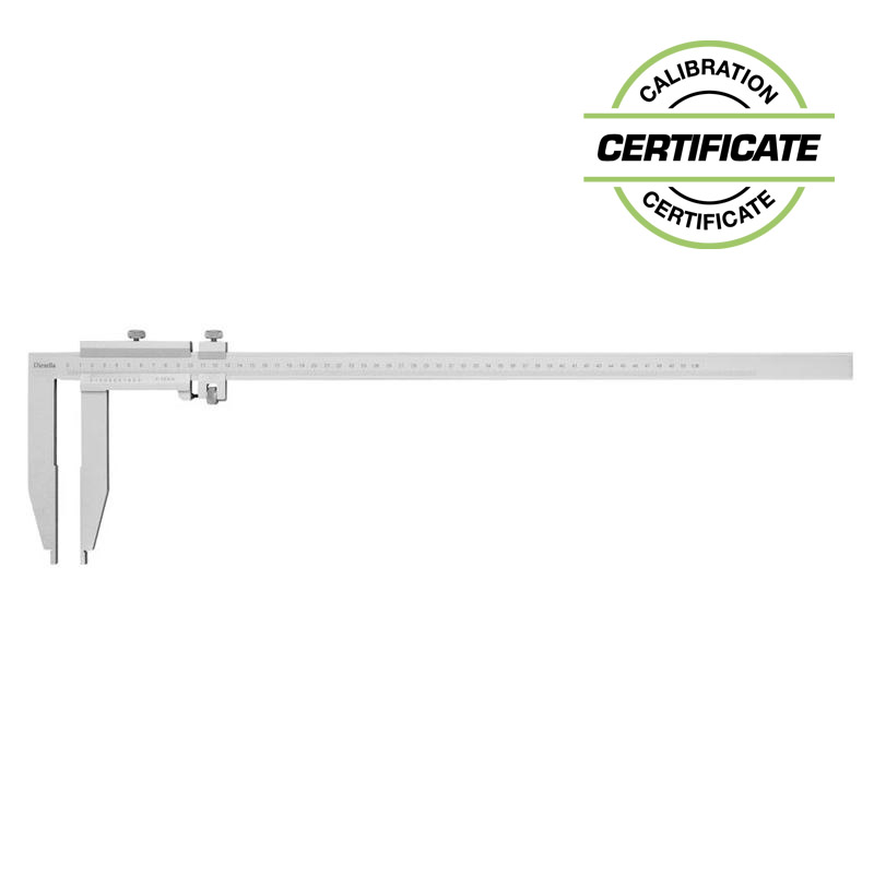 Værkstedsskydelære 0-500x0,02 mm med finjustering og 90 mm kæber (Inkl. kalibrerings certifkat)