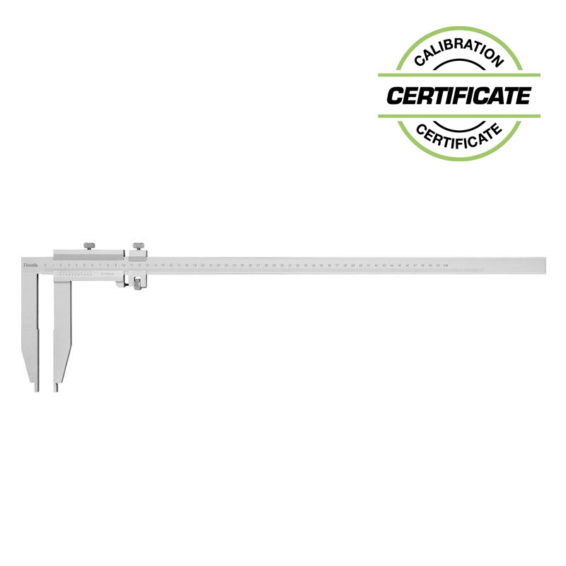 Værkstedsskydelære 0-500x0,05 mm med finjustering og 150 mm kæber (Inkl. Kalibrerings certifkat)