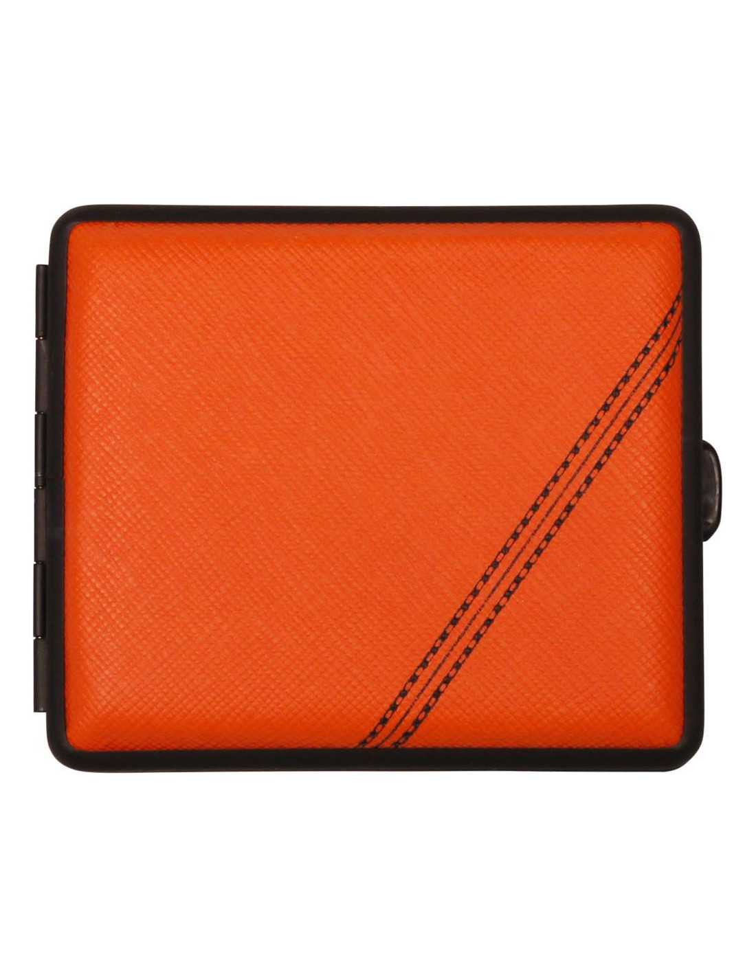 Vom Hofe cigaret etui i imiteret læder i sort og orange